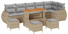 vidaXL Kerti Kanapé Szett 10 pcs Bézs polirattan