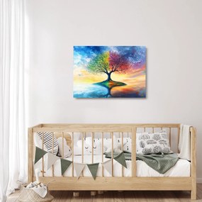 Üveg kép – Évszakok festett fája (70x50 cm)