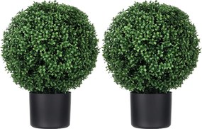 HOMCOM 2 db Műanyag Ibolyafa 52cm Mesterséges Növény, Kerek Mű Ibolyafa Cserépben, Élethű Mesterséges Növények Nappali, Hálószoba és Iroda Díszítésére