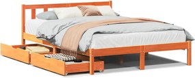 vidaXL viaszbarna tömör fenyőfa ágy matrac nélkül 160 x 200 cm