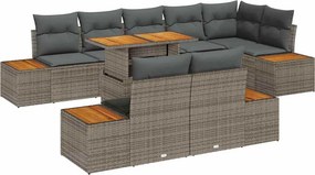 vidaXL Kert étkező szett párnával 9 pcs Szürke és Barna