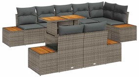 vidaXL Kert étkező szett párnával 9 pcs Szürke és Barna