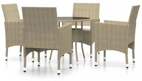 5 részes bézs polyrattan kerti étkezőgarnitúra