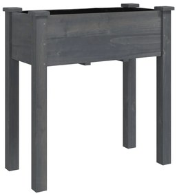 szürke tömör fenyőfa kerekes ültetőláda béléssel 71x37x80 cm