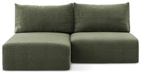 Zöld kinyitható-tárolóhelyes sarokkanapé (bal oldali) Kalena – Makamii