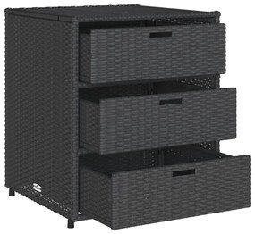 fekete polyrattan kerti tárolószekrény 55 x 59 x 69 cm