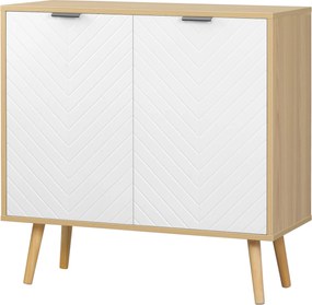 HOMCOM Modern, Többcélú Mobil Chipboardból és Fenyőfából, 3 Szinten Állítható Belső Polccal, Előtér, Nappali, Konyha és Fürdőszoba Bútor, 77x35x77,5 c