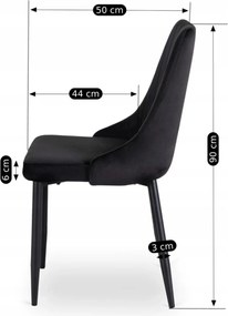 Krzesło BARI Czarne Welurowe
