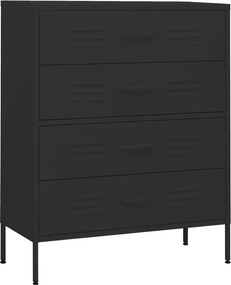 vidaXL fekete acél fiókos szekrény 80 x 35 x 101,5 cm