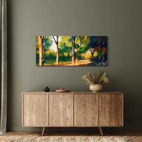Erdő képe a nyári napsütésben, festmény (120x50 cm)