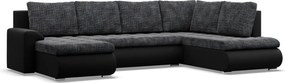 Tokio U sarokkanapé, 3 ágyneműtartóval, fonott + műbőr, jobboldali, szürke - fekete