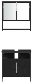 Fürdőszoba bútor szett 3 pcs Fekete 33 x 33 x 120.5 cm Faanyag