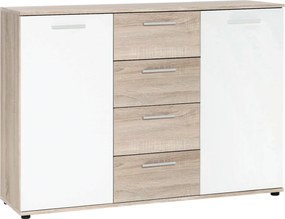 Komód JACKY 2 tölgy / fehér - 
            tölgyfa
            fehér
          , 
            Laminált és mások
          , 
            85
          x
            35
          x
            120
          cm