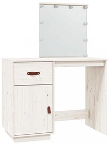 fehér tömör fenyőfa fésülködőasztal LED-del 95 x 50 x 133,5 cm