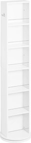 kleankin Forgatható Fürdőszobai Oszlopszekrény Tükörrel - 6 Polc - 36 x 36 x 171 cm Fehér | Aosom