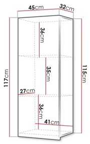 Faliszekrény CALABRINI 117x45 cm fehér