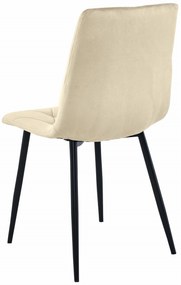 Világos bézs bársony étkezőszék LIBRA fekete lábakkal