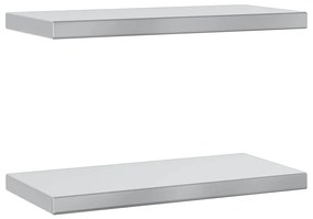 2 db ezüstszínű rozsdamentes acél fali polc 50 x 23,5 x 3 cm