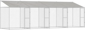 vidaXL Kutya ketrec tetővel Ezüst 800 x 200 x 256 cm Acél és PE