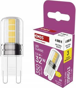 Led izzó G9 2,5W egyenértékű 32W semleges 4000K ZQ9D13 Emos