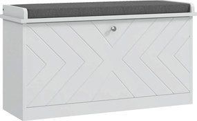 HOMCOM Modern Cipőtároló Pad, Tároló Cipőszekrény, Fa Pad Állítható Polcokkal és Párnázott Üléssel 8 Pár Cipőhöz 80x26x48 cm Fehér | Aosom