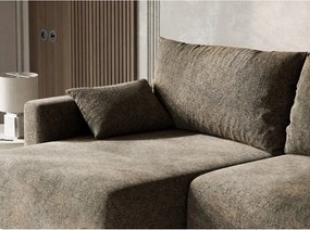 Barna zsenília kinyitható-tárolóhelyes sarokkanapé (bal oldali-heverő résszel) Leon – Maison de Rêve