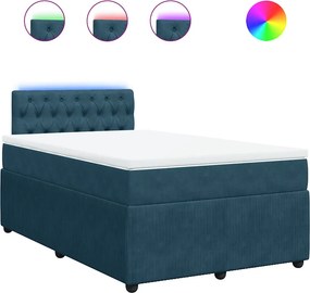 vidaXL kék bársony rugós ágy matraccal 120 x 190 cm