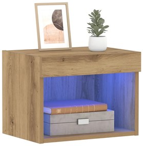 Fali Szekrény LED Világítással 2 db Kézműves Tölgy 40x30x30 cm