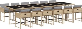 vidaXL 13részes vegyes bézs polyrattan kerti étkezőgarnitúra párnákkal