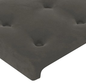 sötétszürke bársony LED-es fejtámla 183x16x118/128 cm