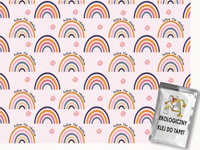 Fotótapéta Flizelina Gyerekek Rózsaszín Mintás Szivárvány Virág Felirat 100x75 ragasztó