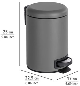 Wenko Leman pedálos szemetes 3 l, szürke, 3 l