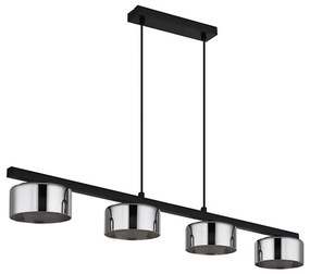 Globo 16055-4HS - LED Csillár zsinóron HIGGINS 4xGX53/6W/230V füstös/fekete