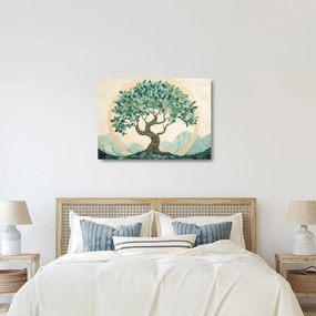 Üveg kép – Elegáns mozaik fával (70x50 cm)
