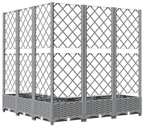 világosszürke PP rácsos kerti ültetőláda 120 x 120 x 121,5 cm