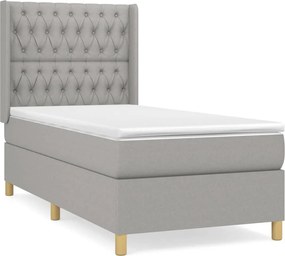 vidaXL világosszürke szövet rugós ágy matraccal 90 x 200 cm