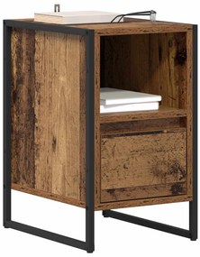 vidaXL Éjjeli asztal fiókkal 2 pcs Öreg fa 39,5 x 30 x 50 cm Faanyag