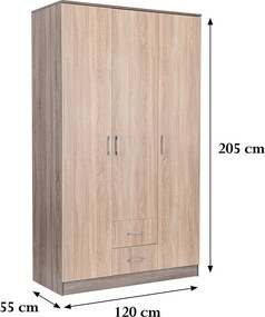Miami gardróbszekrény 120x205 cm sonoma tölgy-yorki tölgy