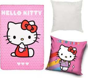 Hello Kitty Adorable Rainbow polár takaró, párnahuzat és párna szett 3 db-os