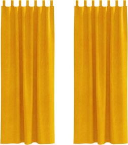 vidaXL Sötétítő függönyök 2 pcs Mustár sárga 140 x 260 cm Bársony