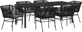 vidaXL Kert étkező szett párnával 7 pcs Fekete Porszórt acél