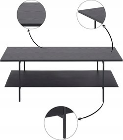 Dohányzóasztal Angus Fekete Kőris modern nappali asztal téglalap alakú