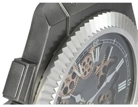 Loft nagyméretű falióra mozgó fogaskerekkel 47x6,4x52 cm ezüst