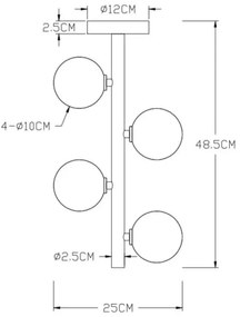 Lucide 45174/04/02 - Felületre szerelhető csillár TYCHO 4xG9/28W/230V arany