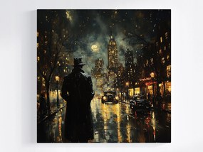 Poszter Város Éjszaka Eső Férfi Sötétség Szorongás 40x40