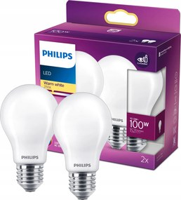 2x Led izzó E27 A60 10.5W 100W 1521lm 2700K Meleg Filament Philips