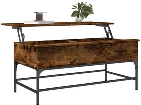 Füstös tölgy szerelt fa és fém dohányzóasztal 100 x 50 x 45 cm