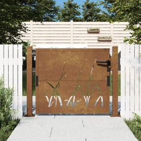 Fűmintás corten acél kerti kapu 105 x 105 cm