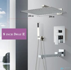 Zuhanypanel EYN PT04042 falba süllyesztett kivitelben, LED-világítással, többféle színváltozatban, például krómban és matt — 20 cm — Mozgatható
