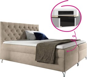 Boxspring ágy, 160x200, bézs Velvet szövet, GULIETTE + ajándék